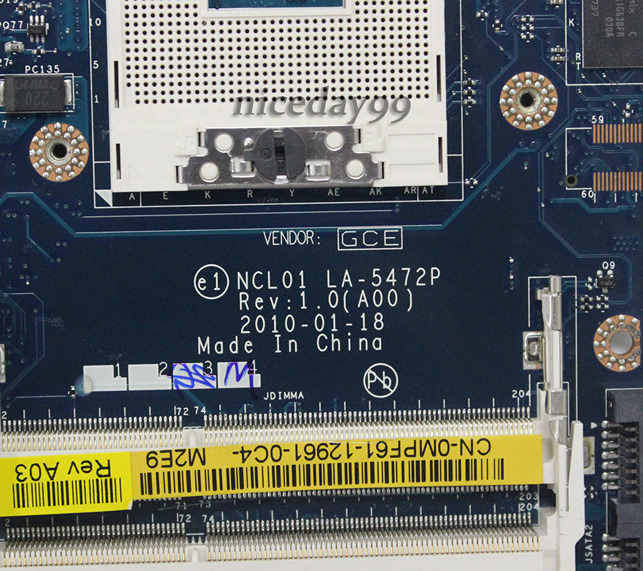 Dell Latitude E6410 Intel Motherboard NCL01 LA-5472P REV:1.0 QM5